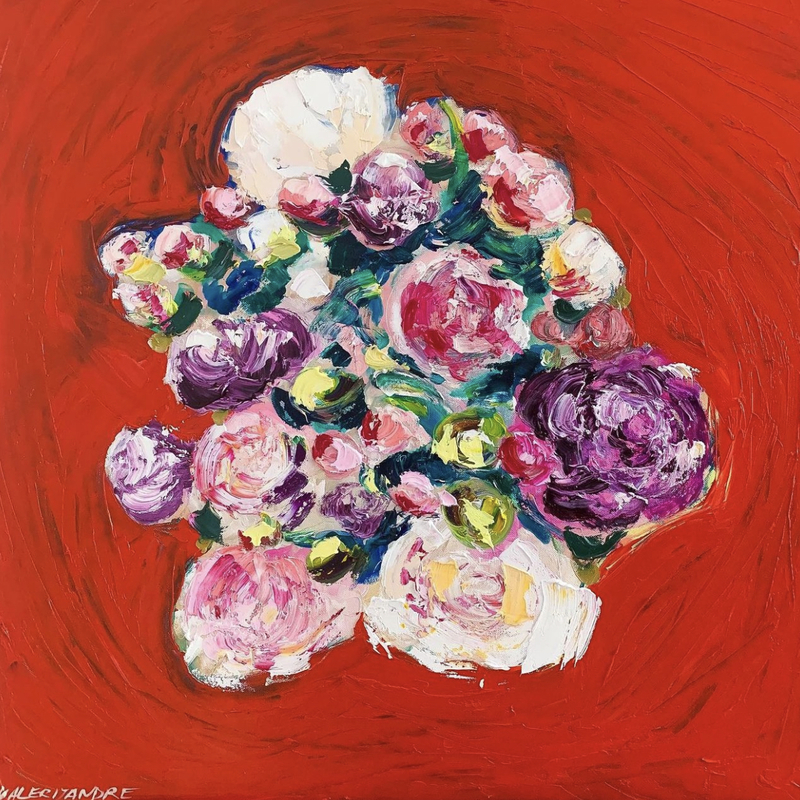 Gėlės ir poemos VI / Aliejus - drobė, 70 x70, 2022