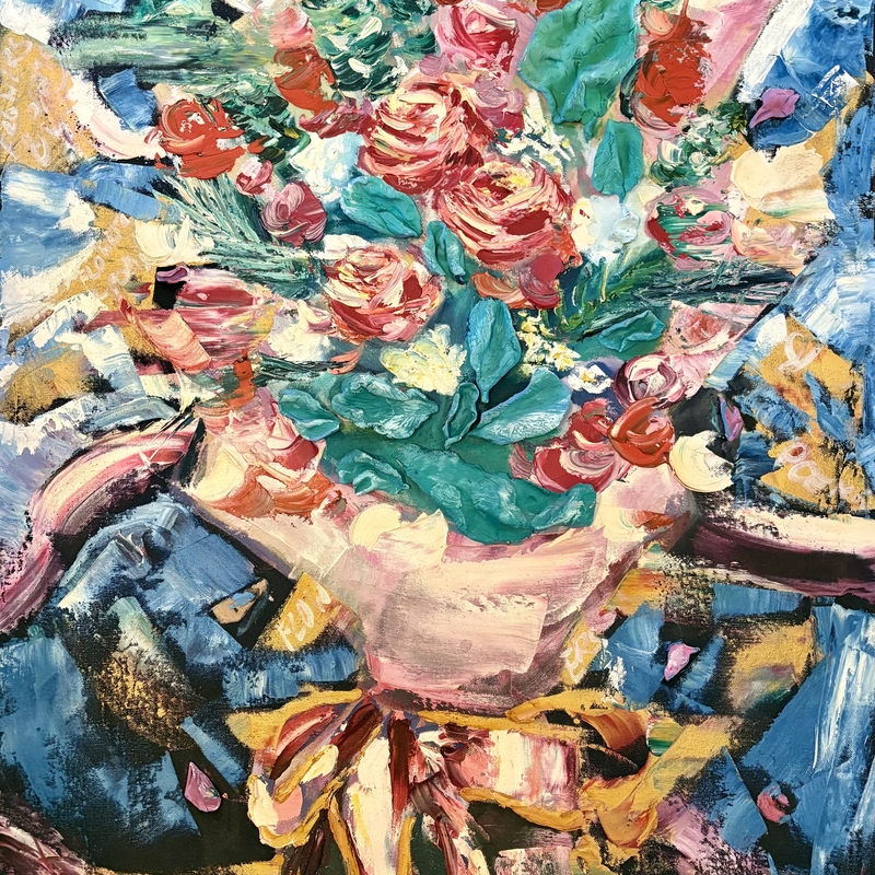 Gėlės ir poemos II / Aliejus - drobė - molis, 70 x 35, 2021